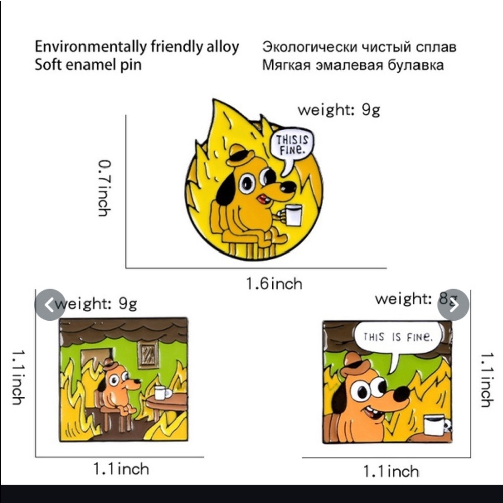 “ ⭐️ THIS IS FINE” Fire Dog Pin - Picture 4 of 10